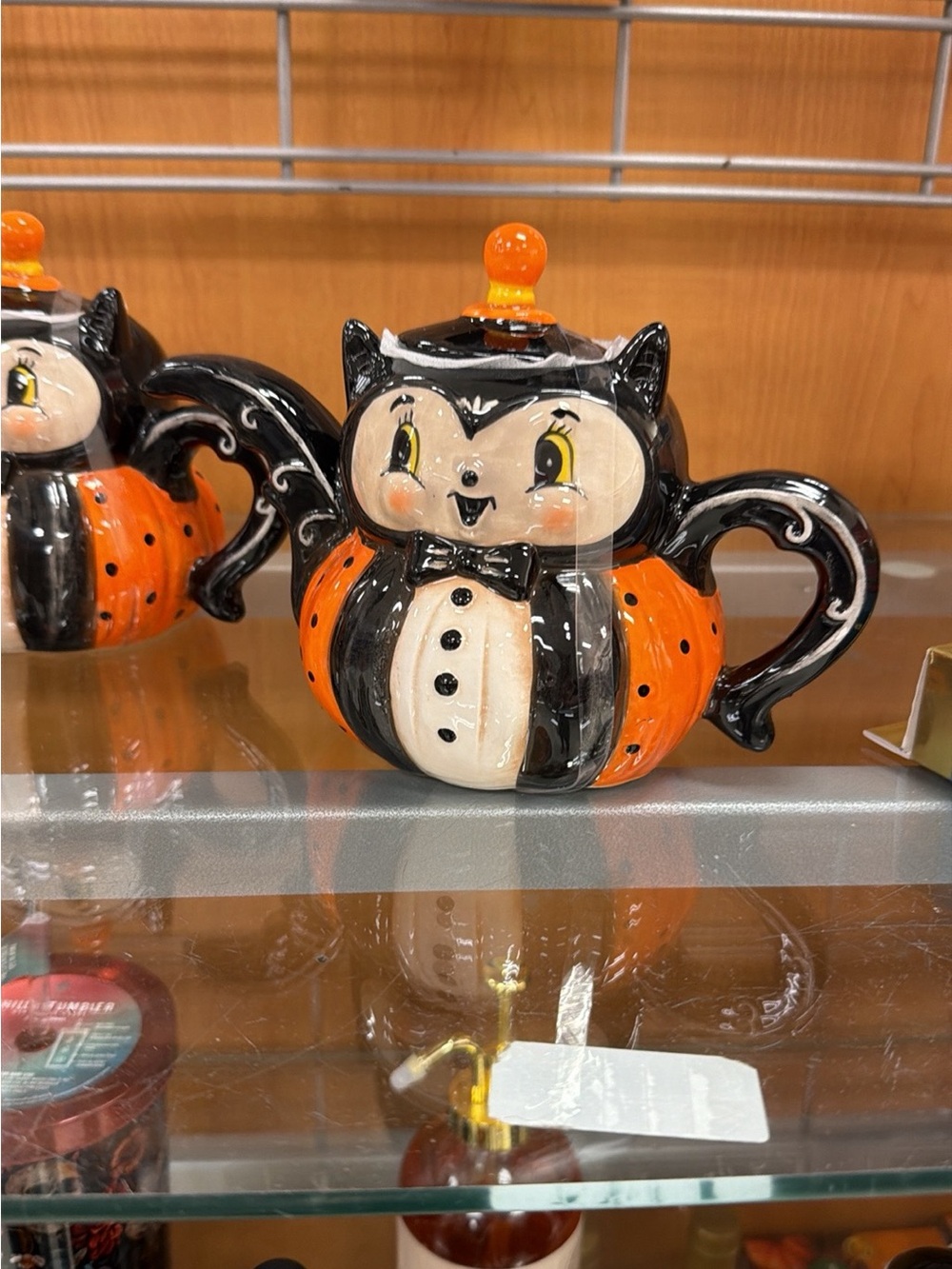 Johanna Parker Ceramic Halloween Bat Teapot - Black & Orange